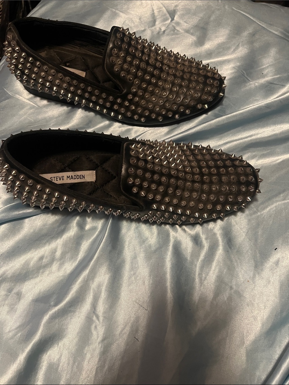 Steve Madden Black Studded Slip-On Loafers - Picture 3 of 3
